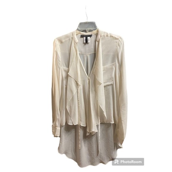NWOT 100% Silk Hi- Low BCBG Max Azaria oversized  Blouse Off-white size Small - Picture 1 of 9